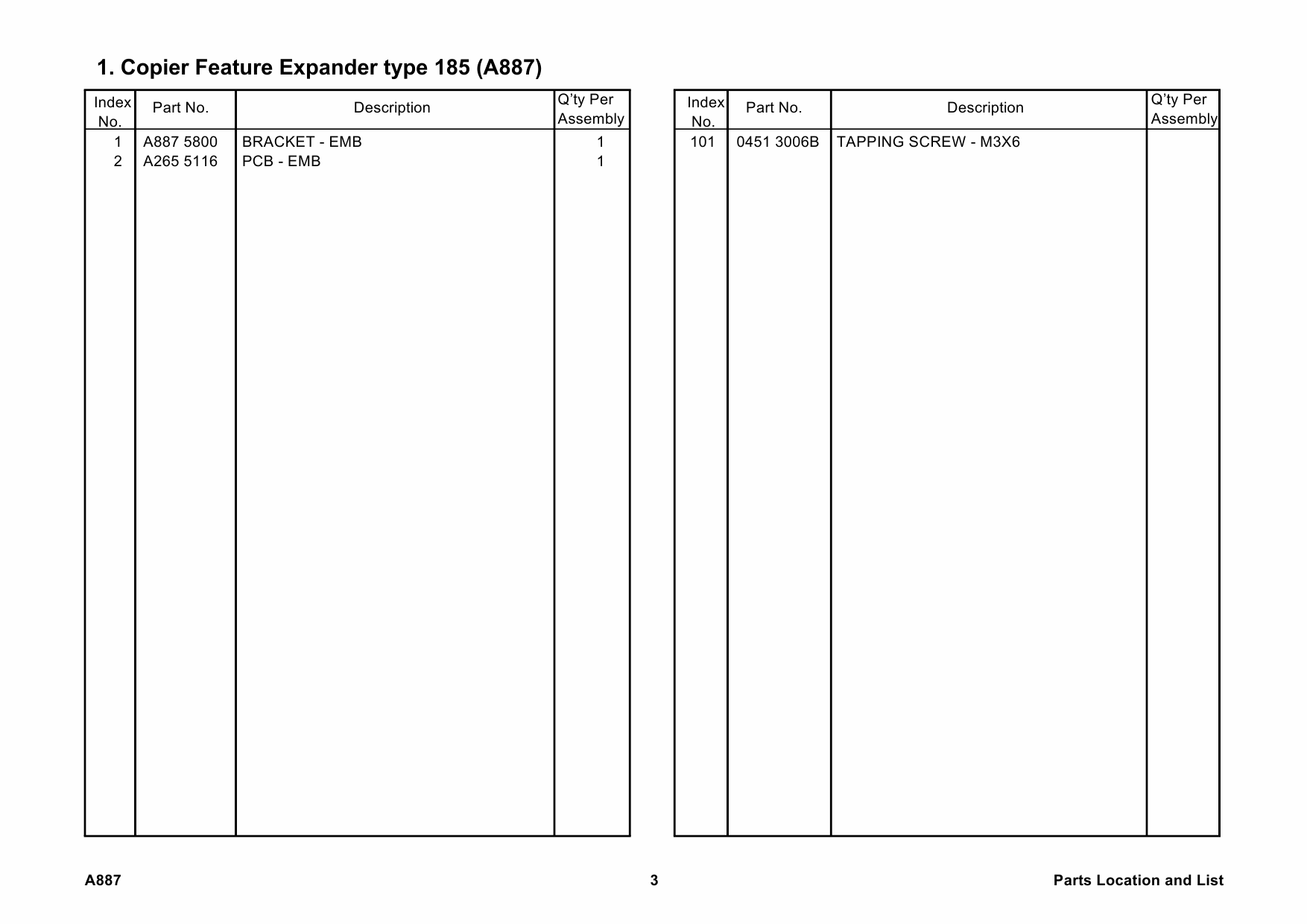 RICOH Options A887 Copier-Feature-Expander-Type-185 Parts Catalog PDF download-3